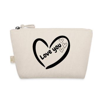 Heart Silhouette Girl Design - Organic Pouch - nature - Front