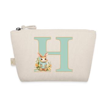 Buchstabe H, Monogramm, Blumen, Hase - Bio-Täschchen - Natur - Vorne