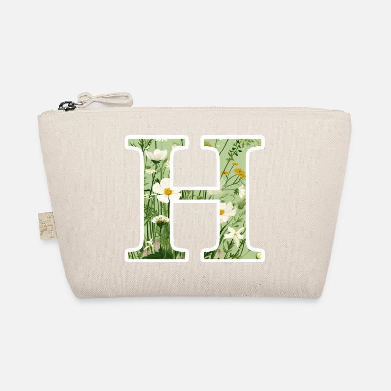 Buchstabe H, Monogramm, Blumenmuster Bio-Täschchen