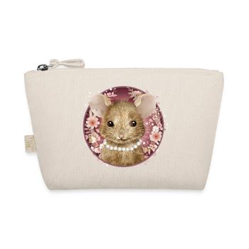 Mouse girl with beads in floral pink frame - Organic Pouch - nature - Front