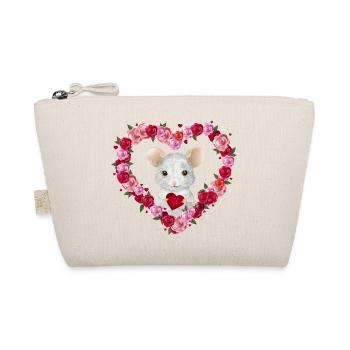 Souris blanche avec coeur de roses pour la Saint-Valentin - Trousse biologique - nature - Devant