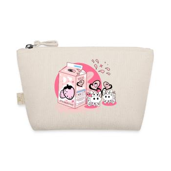 Strawberry Milkshake Cardboard Pink Funny Japanese - Organic Pouch - nature - Front