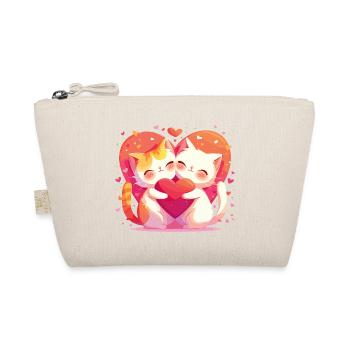 Cats, Love, Hug, Cuddle, Heart, Sweet, Cute - Organic Pouch - nature - Front