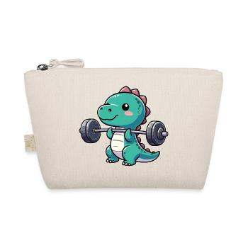 Dino T-Rex Workout Hantel Bankdrücken Design - Bio-Täschchen - Natur - Vorne