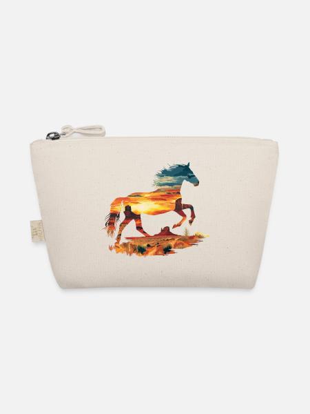 Pferd Wild West Western Reiten Wildnis Cowboy USA - Bio-Täschchen - Natur