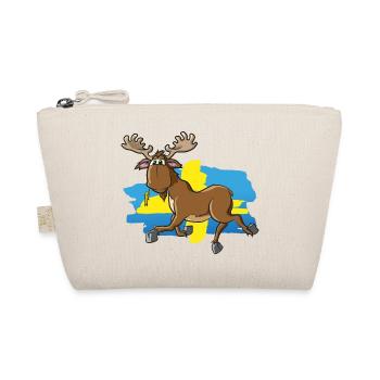 Funny moose with Sweden flag - Organic Pouch - nature - Front