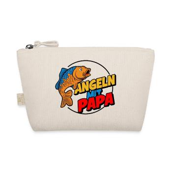 Angeln mit Papa mit buntem Fischdesign - Bio-Täschchen - Natur - Vorne