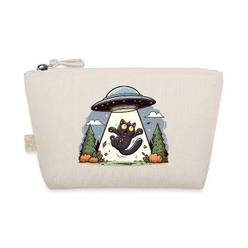 Katze UFO Abduction Halloween Space Aliens Lustig - Bio-Täschchen - Natur - Vorne