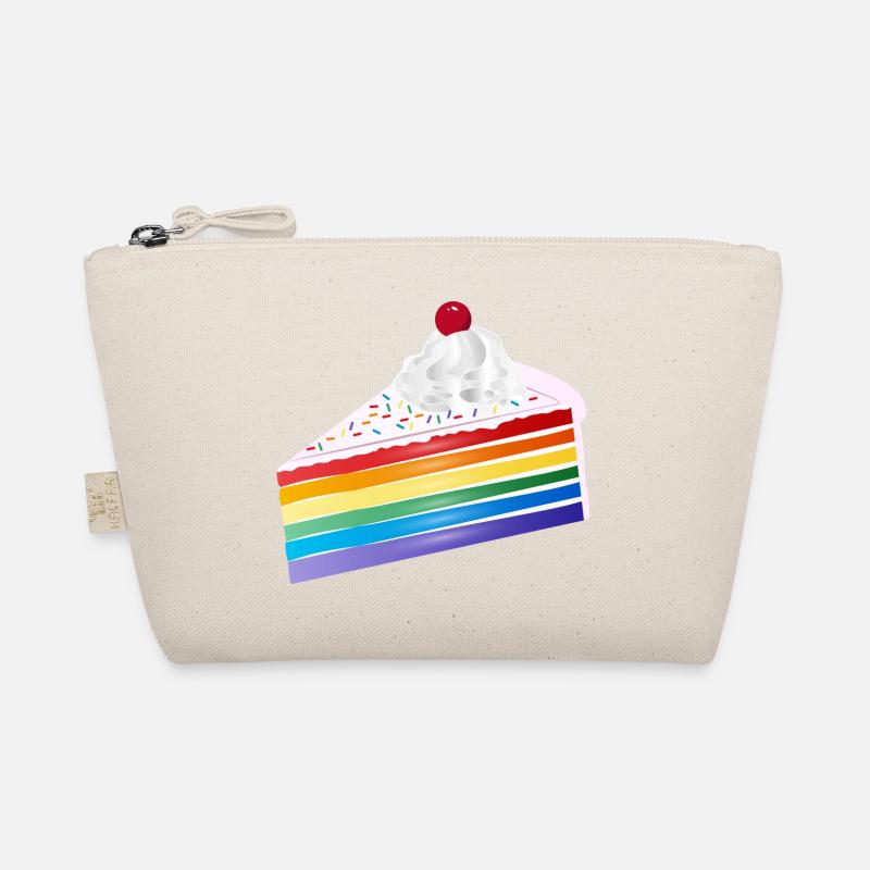 Piece of rainbow cake with cream and cherry Organic Pouch