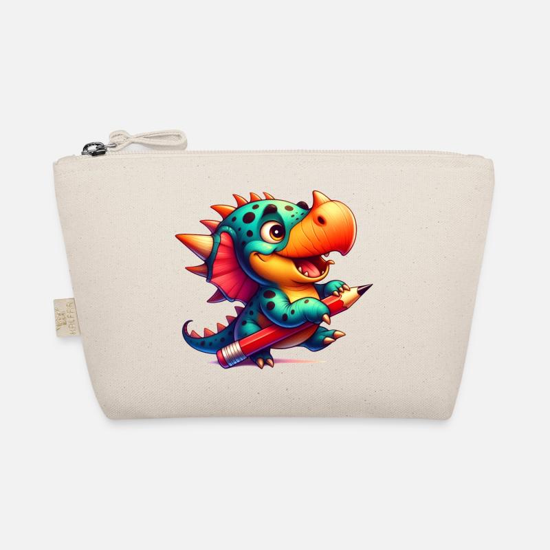 Kawaii Dino mit Bleistift Süßer Dinosaurier Kind Bio-Täschchen