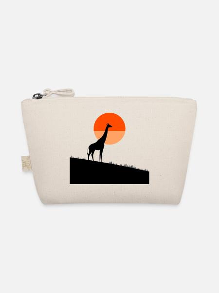 Giraffe im Sonnenuntergang - Bio-Täschchen - Natur