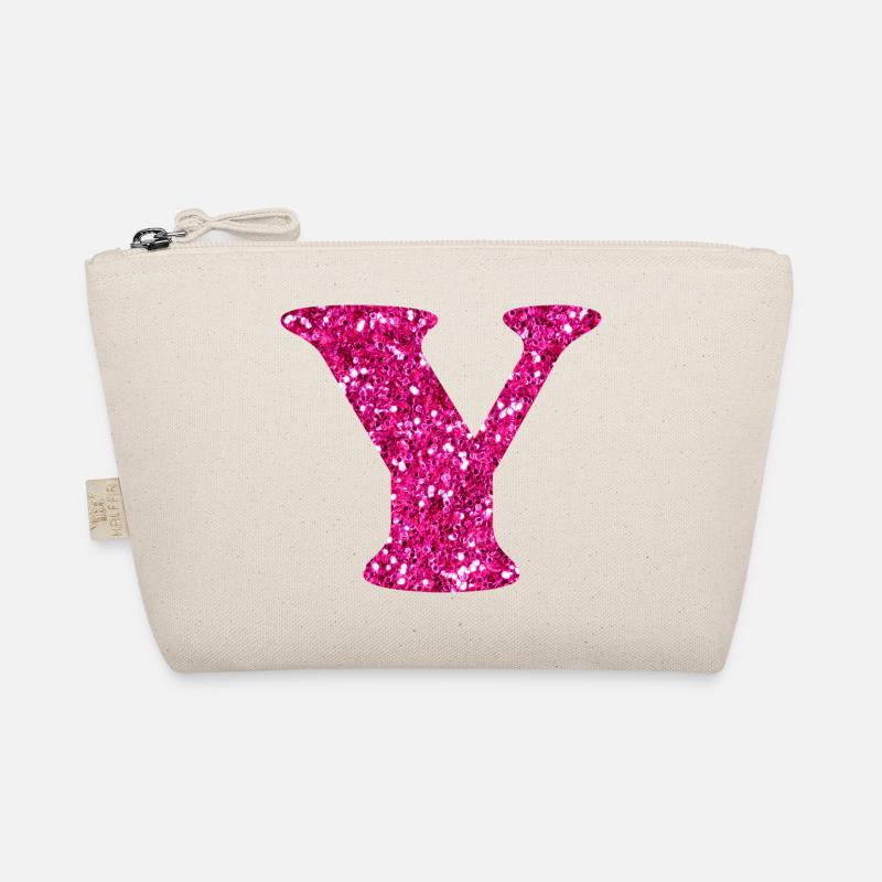 Buchstabe y rosa Glitzer Bio-Täschchen
