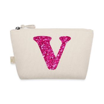 Buchstabe V Rosa Glitzer - Bio-Täschchen - Natur - Vorne