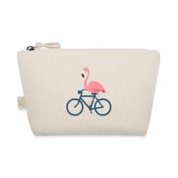 Flamant rose à vélo Drôle Charmant oiseau rose - Trousse biologique - nature - Devant