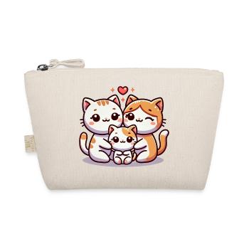 Loving Cat Family Mother And Father With One Child - Organic Pouch - nature - Front