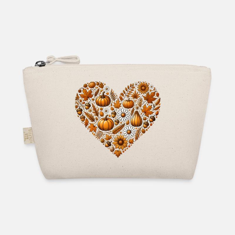 Cœur, rempli de citrouilles, de feuilles, de noix et de fleurs Trousse biologique