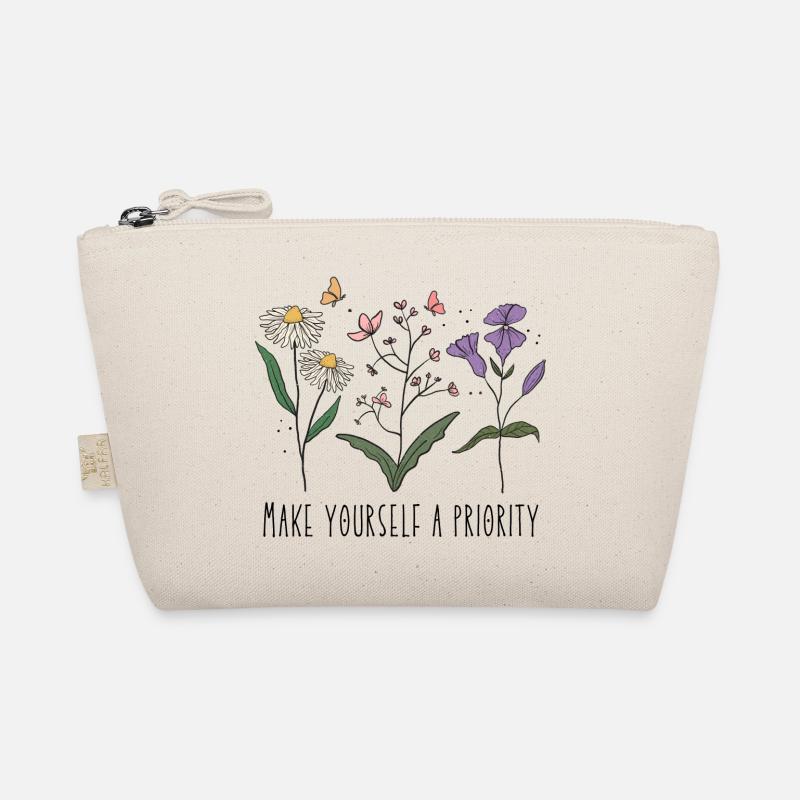 Vintage Retro Wildflowers Make Yourself a Priority Organic Pouch