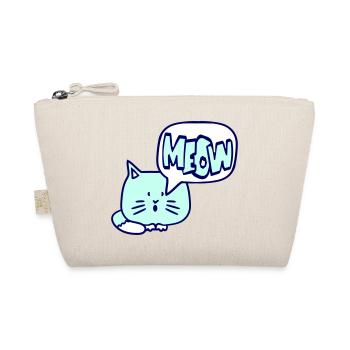 Cute Cat Comic Speech Bubble Meow Meow Cartoon Fun - Organic Pouch - nature - Front
