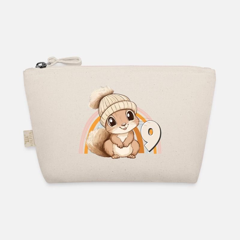 9. Geburtstag Eichhörnchen Regenbogen Süß Niedlich Bio-Täschchen