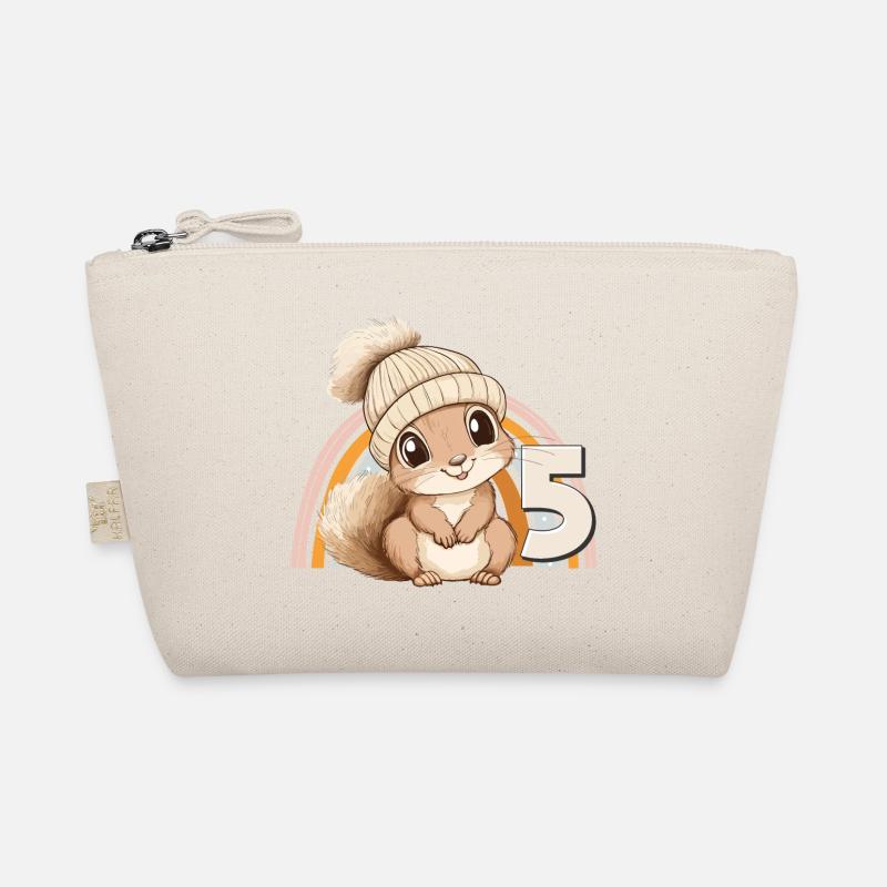 5. Geburtstag Eichhörnchen Regenbogen Süß Niedlich Bio-Täschchen