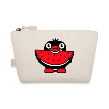 Le pingouin mange du melon fruit délicieux faim morsure fraîche - Trousse biologique - nature - Devant