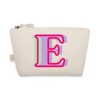 Mehrfarbiger Buchstabe e – originelle Geschenkidee - Bio-Täschchen - Natur - Vorne