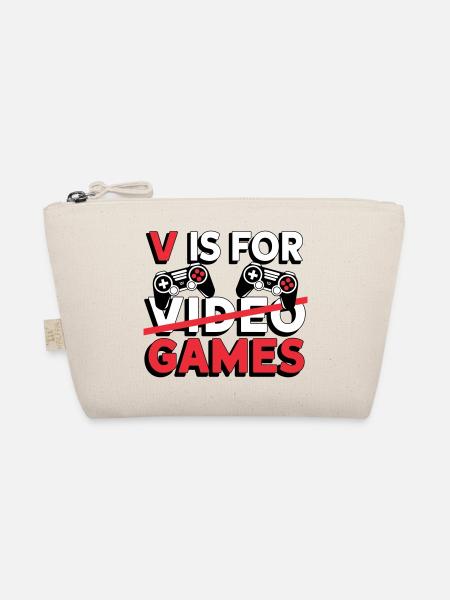 V is for Video Games Graphic - Organic Pouch - nature