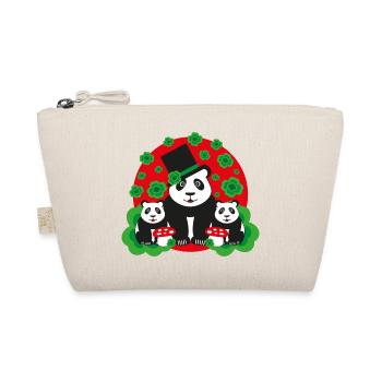 Panda Familie mit Kleeblätter - Bio-Täschchen - Natur - Vorne