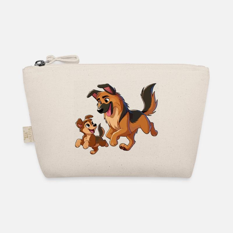 Deutscher Schäferhund Mutter mit Kind beim Herumtollen Bio-Täschchen