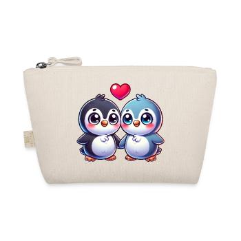 Penguin Love Valentine's Day Heart Friendship - Organic Pouch - nature - Front