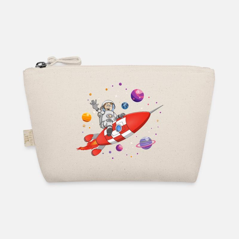 L’astronaute et la fusée rouge dans l’espace. Trousse biologique