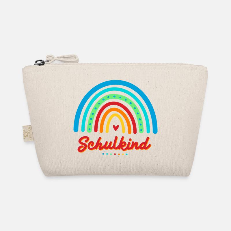Schulkind bunter Retro Regenbogen Einschulung Bio-Täschchen