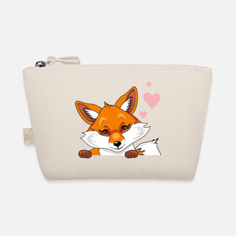 Peeking cute shy fox with hearts Organic Pouch