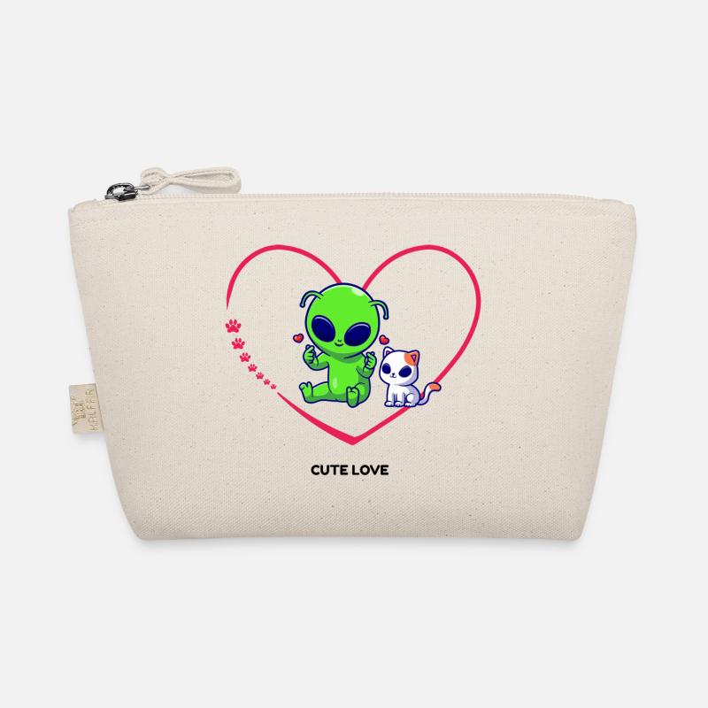 Alien mignon avec motif de cœur de chat Trousse biologique