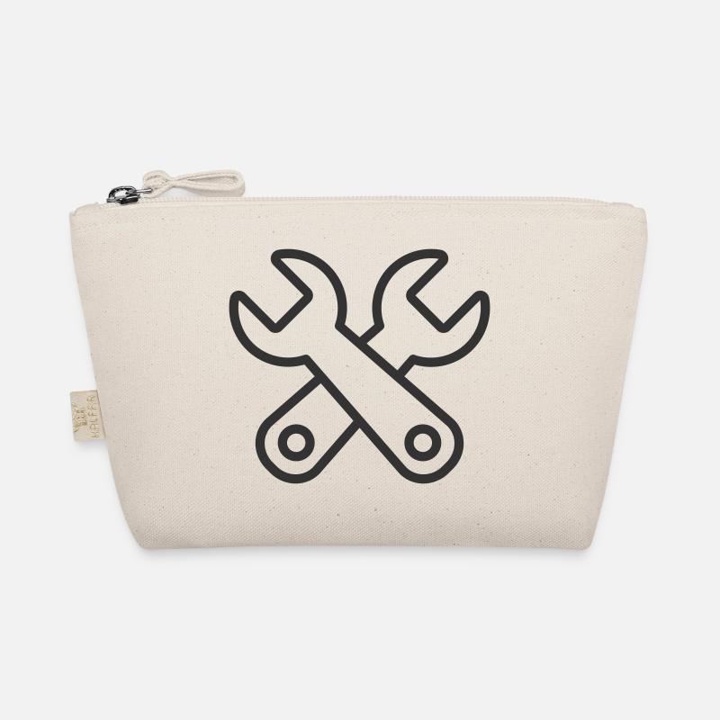 Minimalist Crossed Tools Line Art Icon Organic Pouch