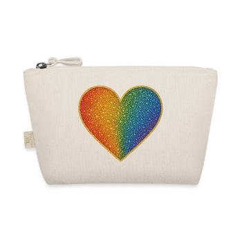 Sparkling rainbow heart design - Organic Pouch - nature - Front