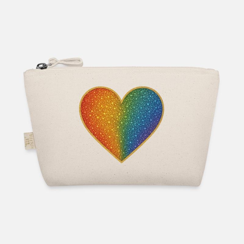 Funkelndes Regenbogenherz Design - Bio-Täschchen - Natur
