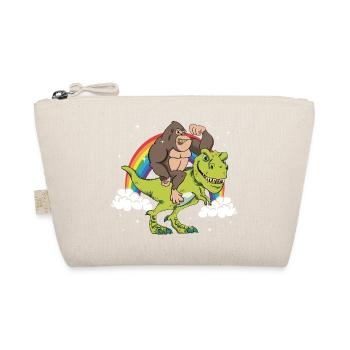Tyrannosaurus T-Rex Dino Monkey Gorilla Rainbow - Organic Pouch - nature - Front