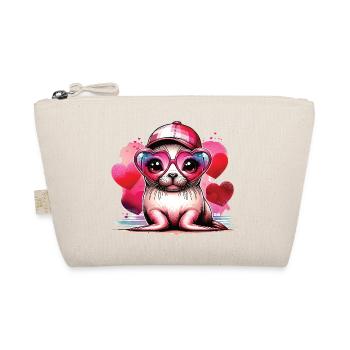 Babyrobbe Herzbrille Kawaii Seehund - Bio-Täschchen - Natur - Vorne
