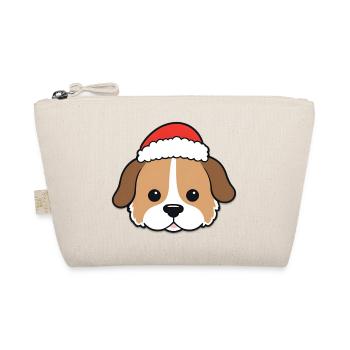 Weihnachts Hundegesicht mit Santa-Hut - Bio-Täschchen - Natur - Vorne