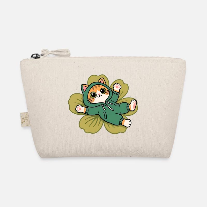 Chat kawaii en mode écologie vert sur une fleur Trousse biologique