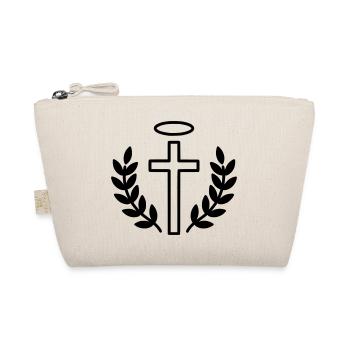 Christian Cross with Halo & Laurel - Organic Pouch - nature - Front