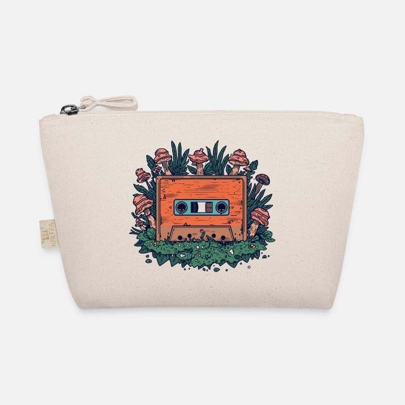 Retro cassette and forest mushrooms - Organic Pouch - nature