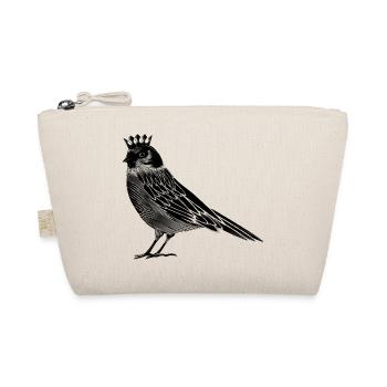 Bird with crown – elegant line art motif - Organic Pouch - nature - Front