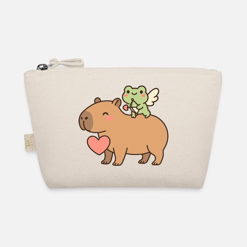 Capybara & Grenouille Cupidon – Motif de la Saint-Valentin Trousse biologique