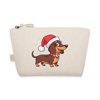 Dachshund Dog Christmas Santa Beanie - Organic Pouch - nature - Front