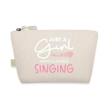 La fille adore chanter – Motif du micro - Trousse biologique - nature - Devant