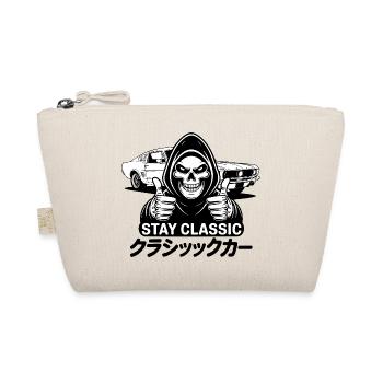 Stay Classic – Totenkopfkunst mit japanischem Oldtimer - Bio-Täschchen - Natur - Vorne