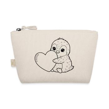 Pingouin au cœur – motif doux d’hiver plein d’amour - Trousse biologique - nature - Devant