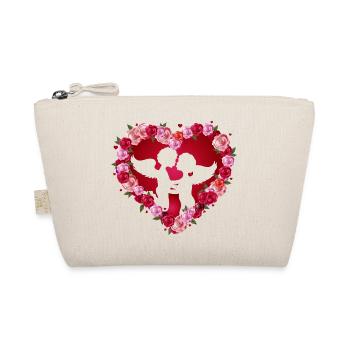 Kissing angels in heart-shaped rose frame - Organic Pouch - nature - Front